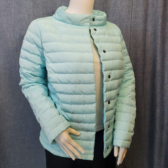 Talbots Quilted Down Puffer Jacket Flattering Sea Green Women's S - Picture 15 of 16